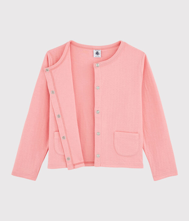 Kinder-Cardigan aus gedoppeltem Jersey f&uuml;r M&auml;dchen rosa