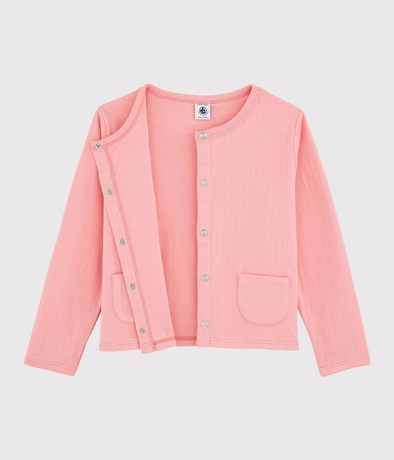 Kinder-Cardigan aus gedoppeltem Jersey f&uuml;r M&auml;dchen rosa