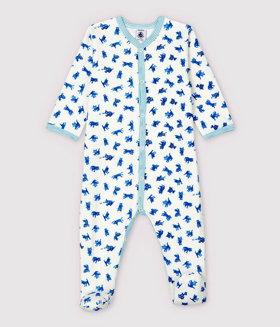 Baby-Strampler aus Doppeljersey mit Kätzchen-Motiv weiss MARSHMALLOW/weiss MULTICO