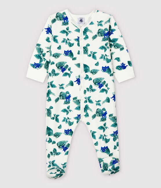 Baby-Strampler aus Double-Face-Jersey mit Katzen-Motiv weiss MARSHMALLOW/weiss MULTICO