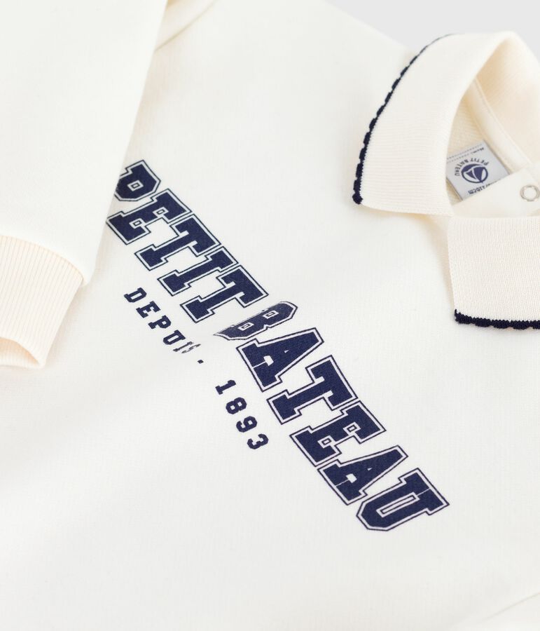 Kinder-Sweatshirt aus gemusterter Baumwolle naturfarben