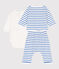 Baby-Set aus gestreiftem Molton weiss MARSHMALLOW/blau PERSE