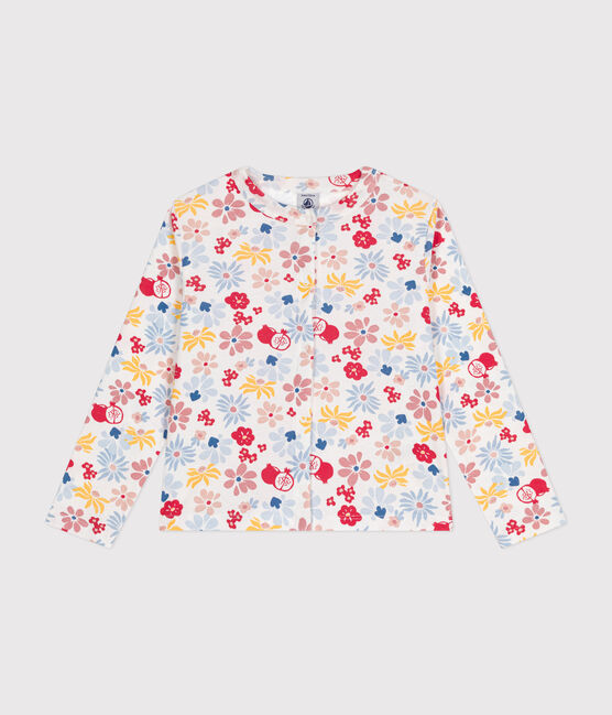 Cardigan aus Baumwolle für Mädchen weiss MARSHMALLOW/weiss MULTICO
