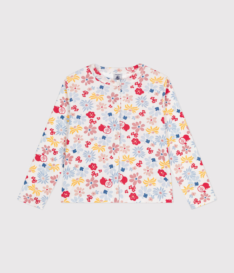 Cardigan aus Baumwolle f&uuml;r M&auml;dchen weiss/vielfarbig