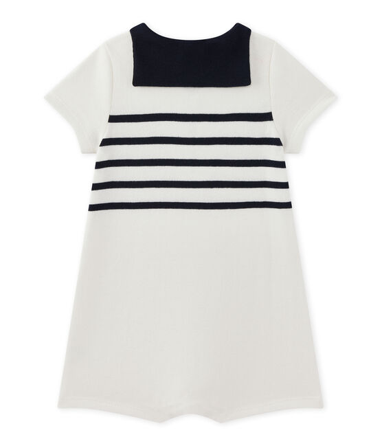 Kurzer Baby-Jungen-Einteiler weiss MARSHMALLOW/blau SMOKING