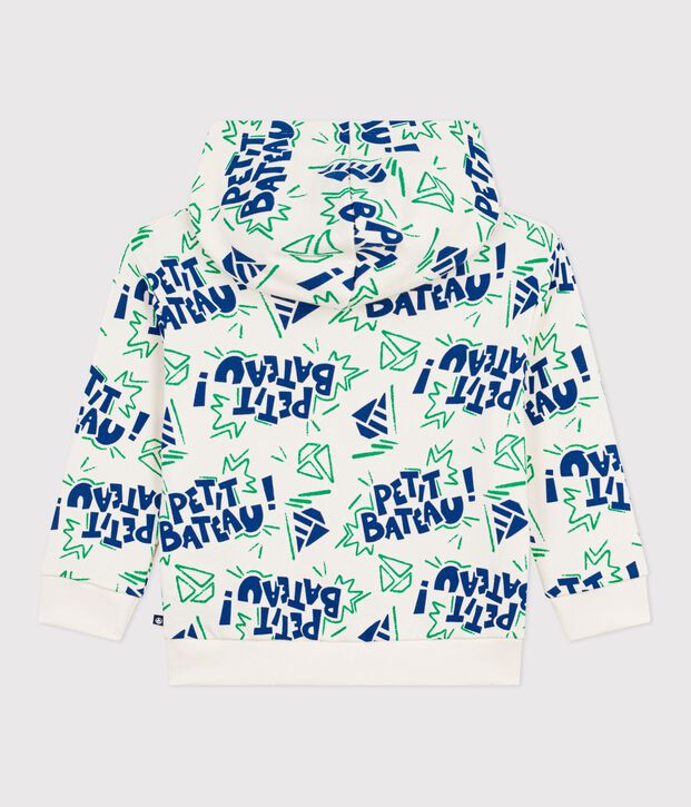 Kinder-Kapuzensweatshirt aus gemusterter Baumwolle naturfarben/vielfarbig