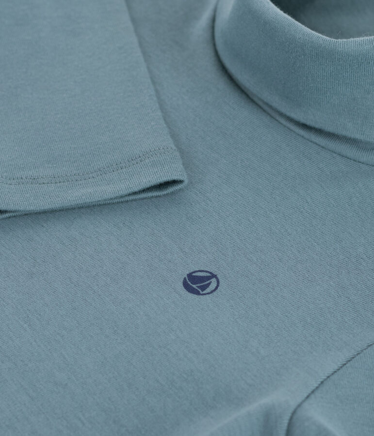 Kinder-Rollkragenshirt aus einfarbiger Baumwolle blau