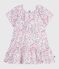 Kurzärmeliges Kinder-Kleid aus bedruckter Baumwolle weiss MARSHMALLOW/weiss MULTICO