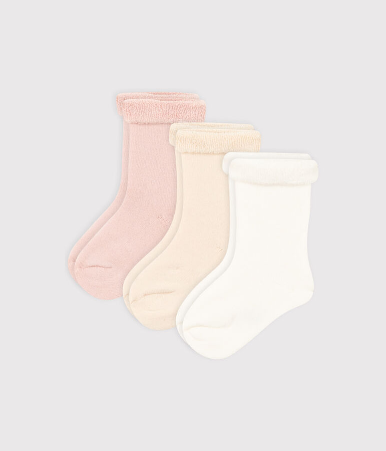 3er-Set einfarbiger Baby-Stricksocken vielfarbig