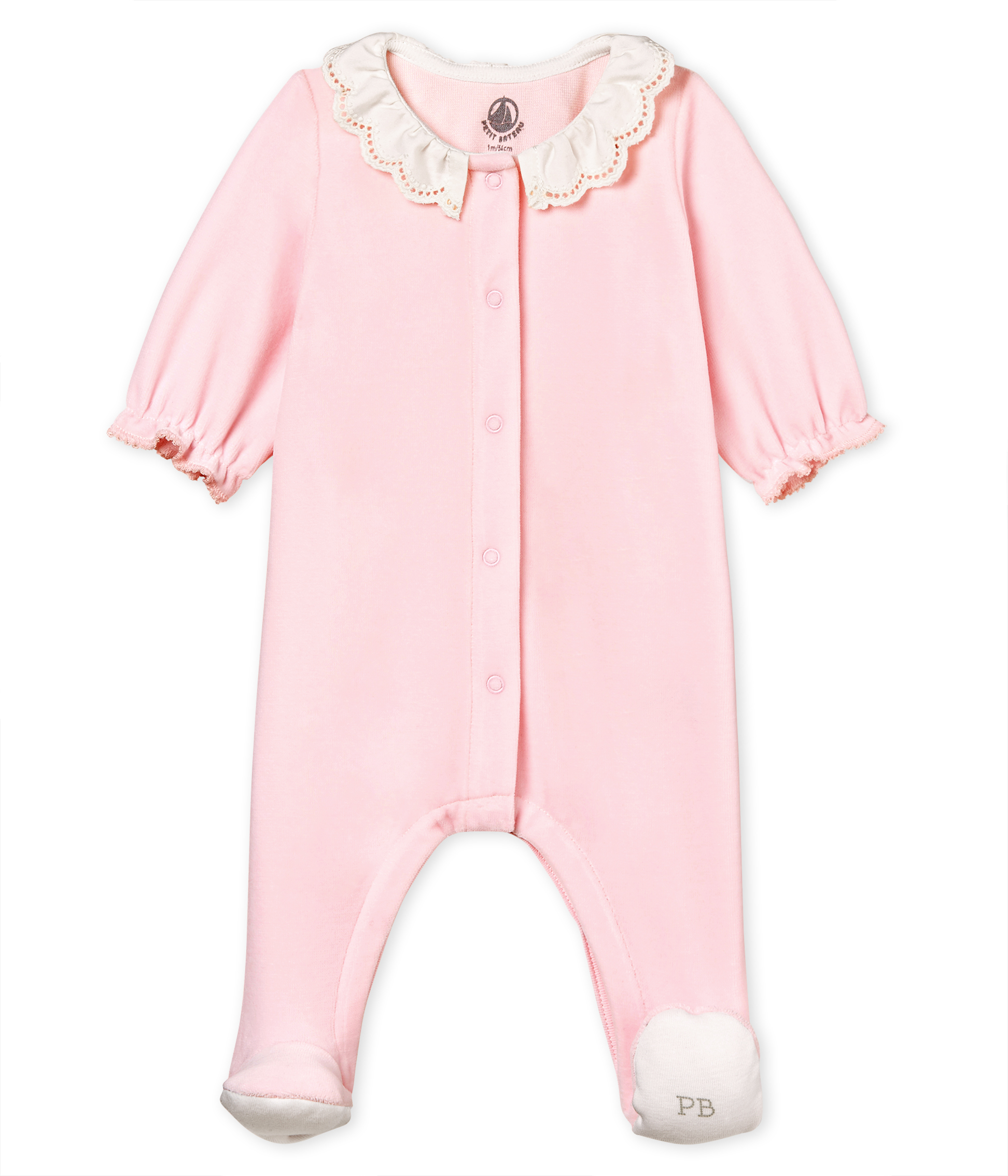 Baby-strampler mädchen aus baumwoll-samt