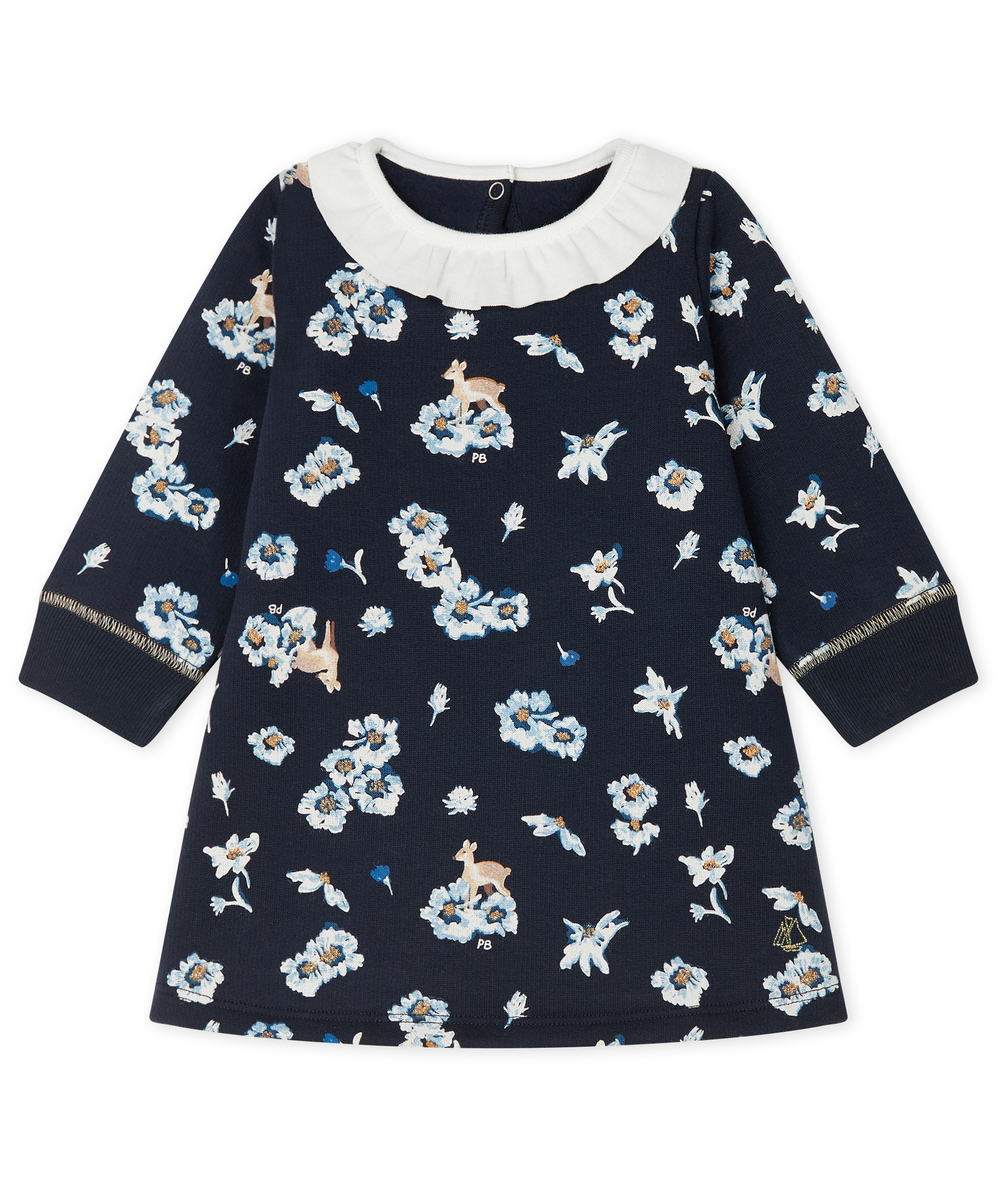 Langärmeliges bedrucktes Kleid für Baby Mädchen