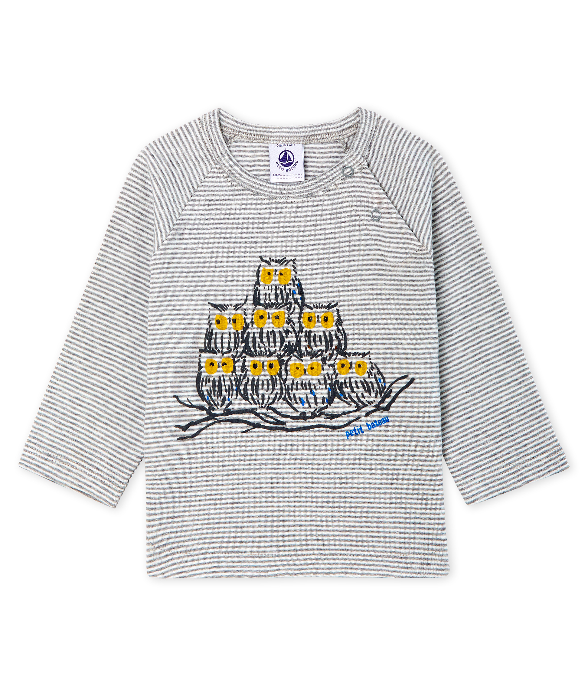 Langärmeliges Baby-T-Shirt für Jungen mit Milleraies-Ringelmuster