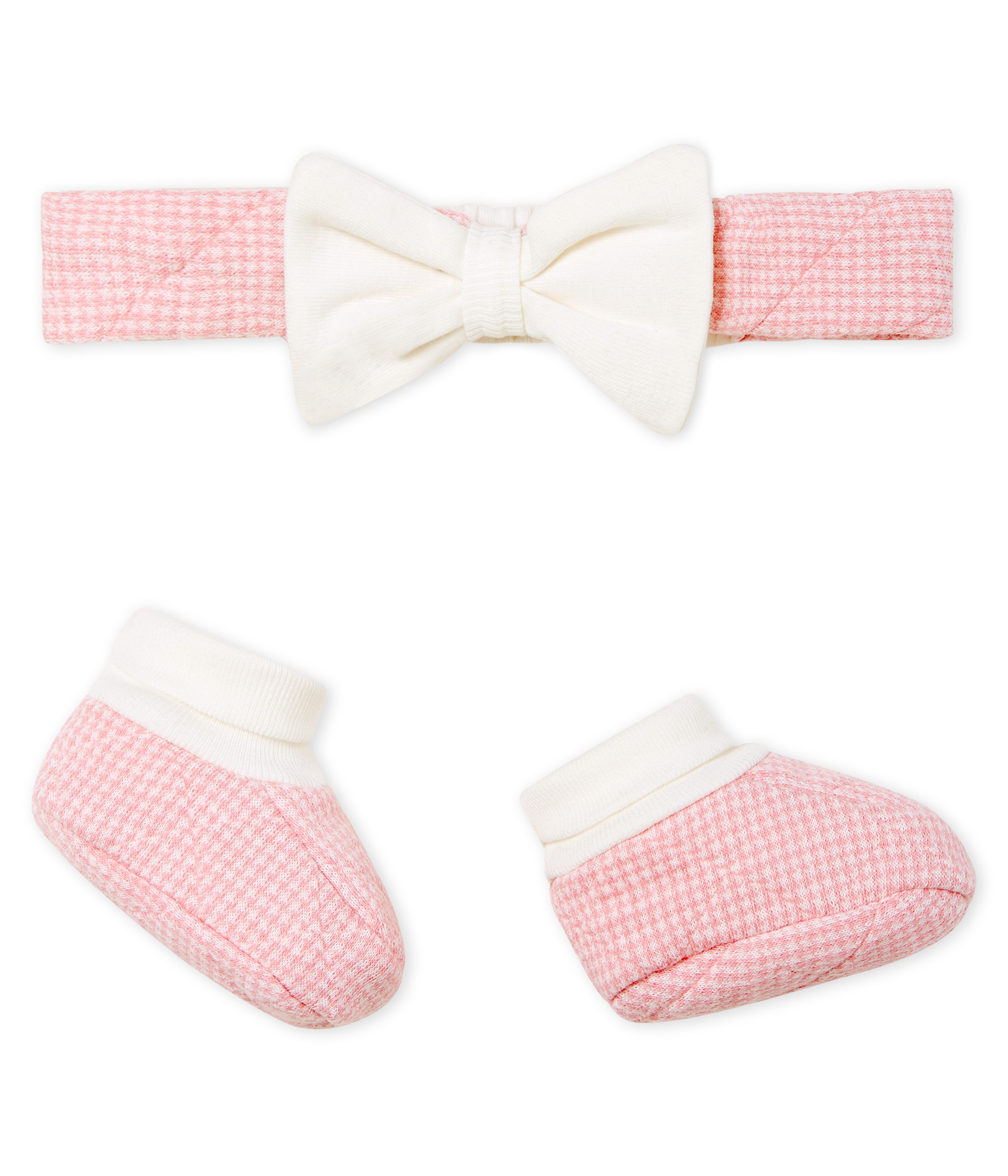 Set mit Haarband und Babyschuhen aus gestepptem Doppeljersey für Mädchen