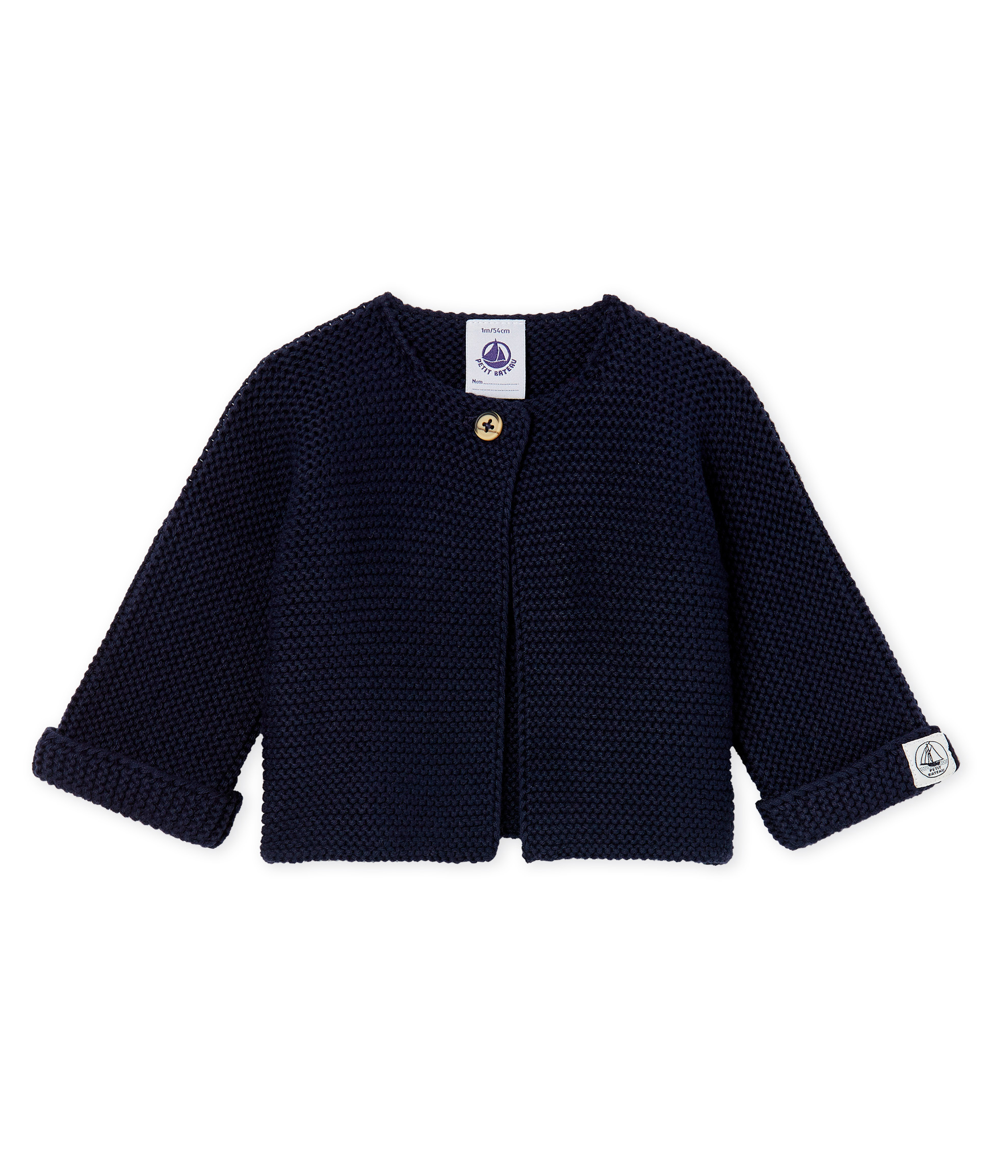 Baby-Cardigan aus 100% Baumwollstrick.