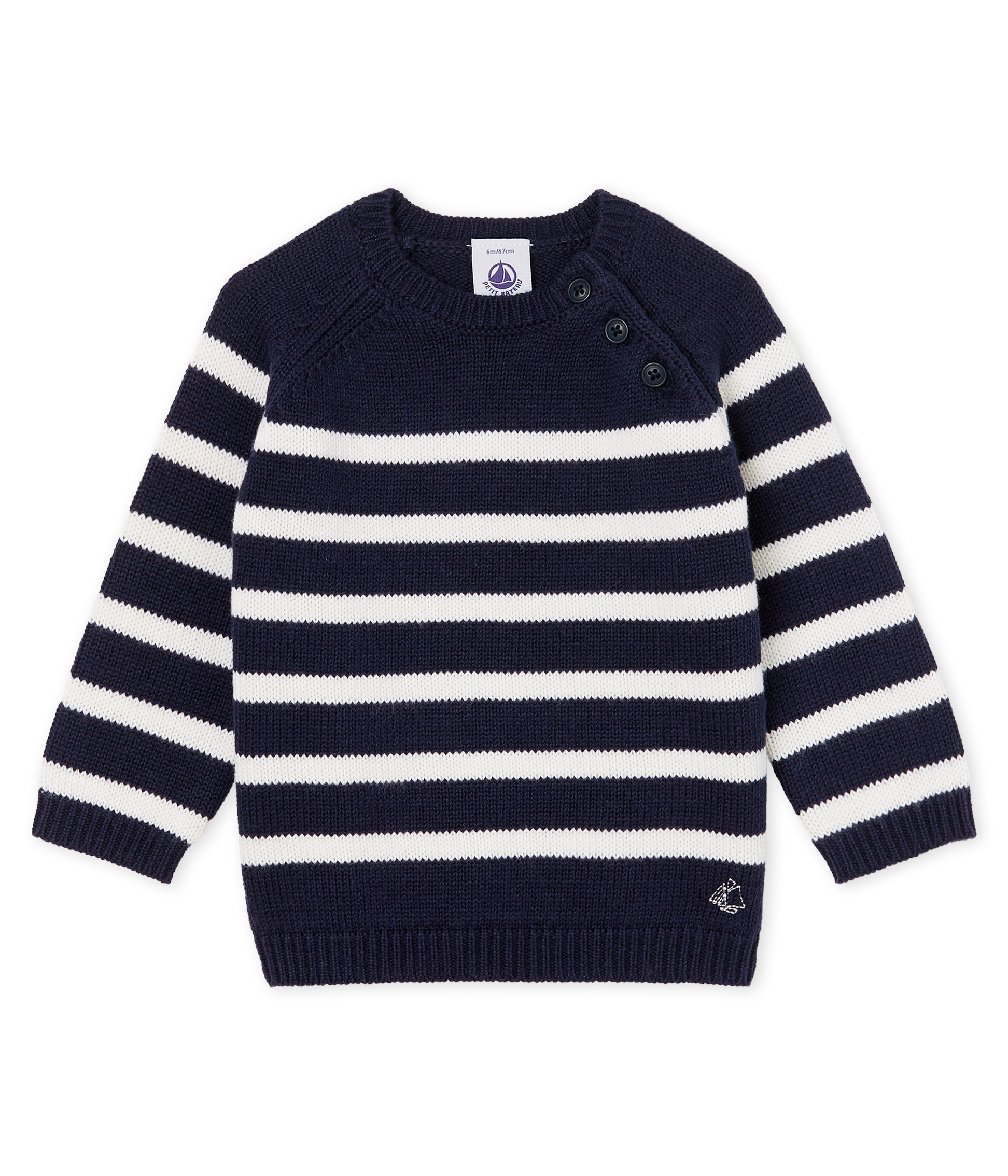 Gestreifter Woll-Baumwoll-Pullover für Jungen-Babys
