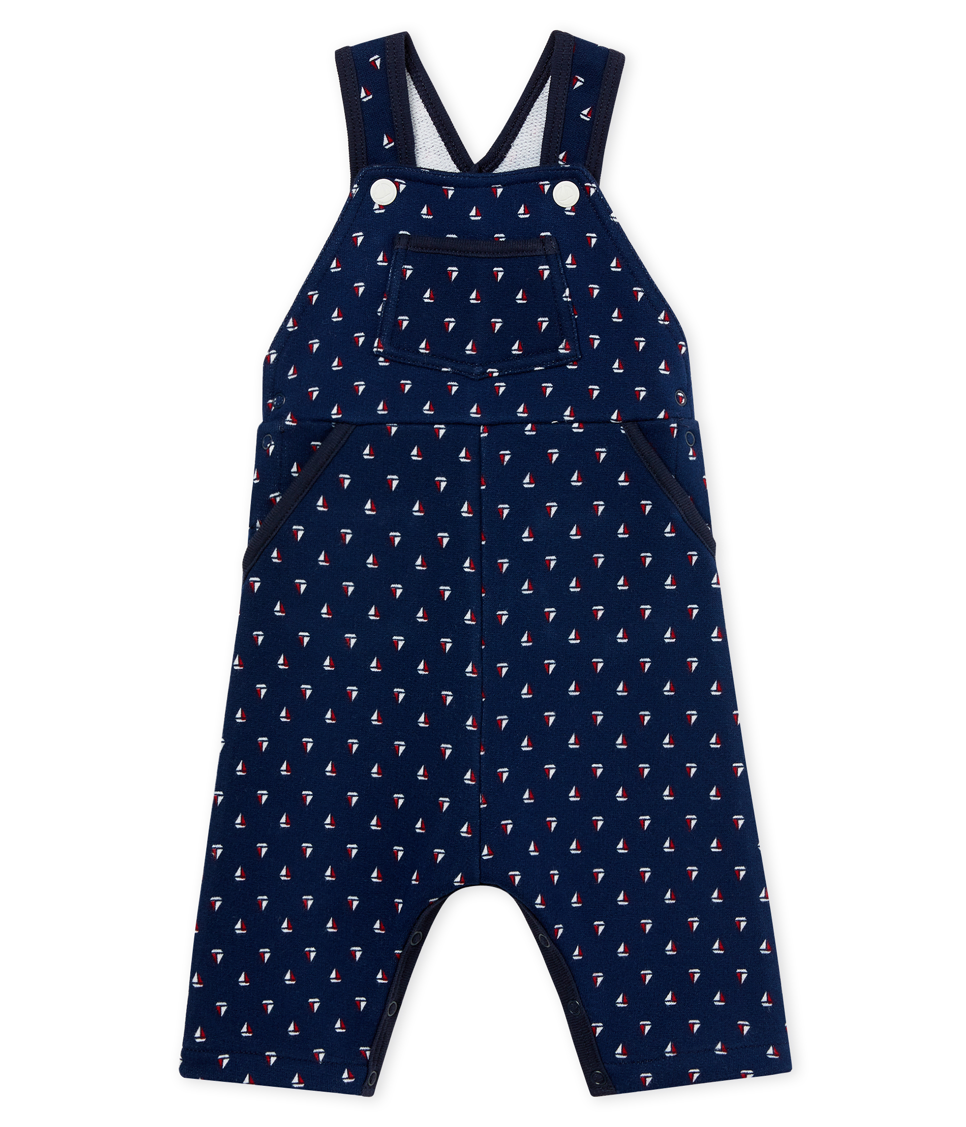 Gemusterte lange baby-latzhose aus molton jungen