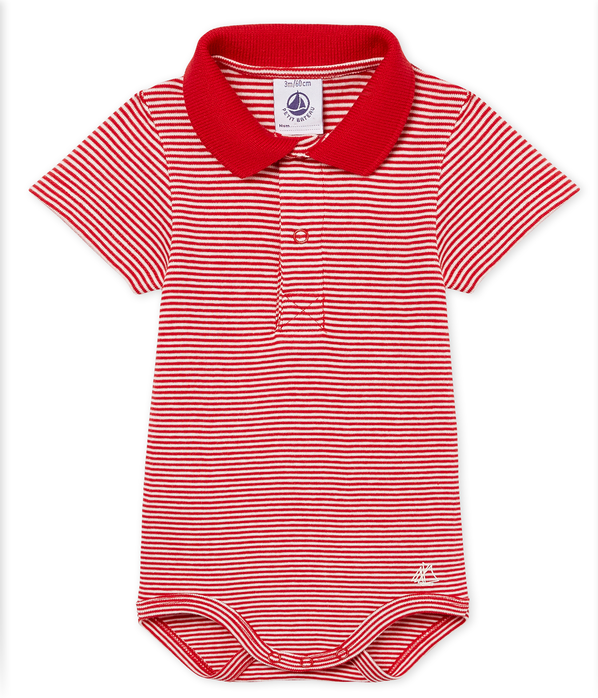 Kurzärmeliger body mit polokragen in ringelstreifenmuster jungen