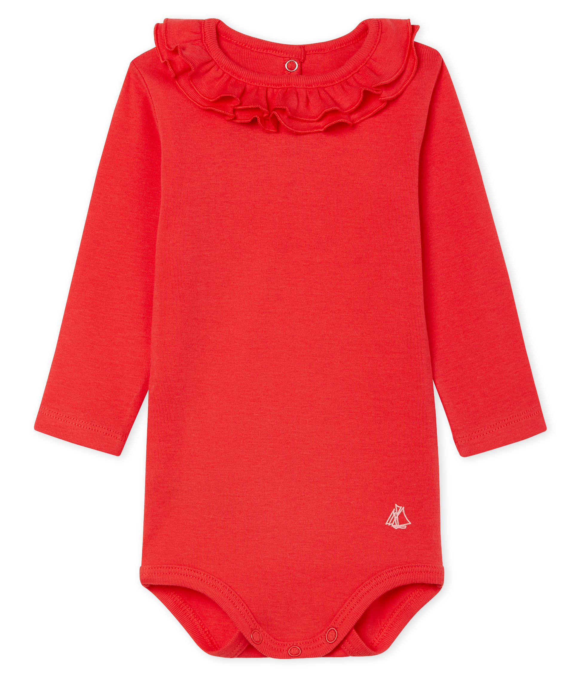 Langärmliger Baby-Body mit breitem Rüschenkragen für Mädchen