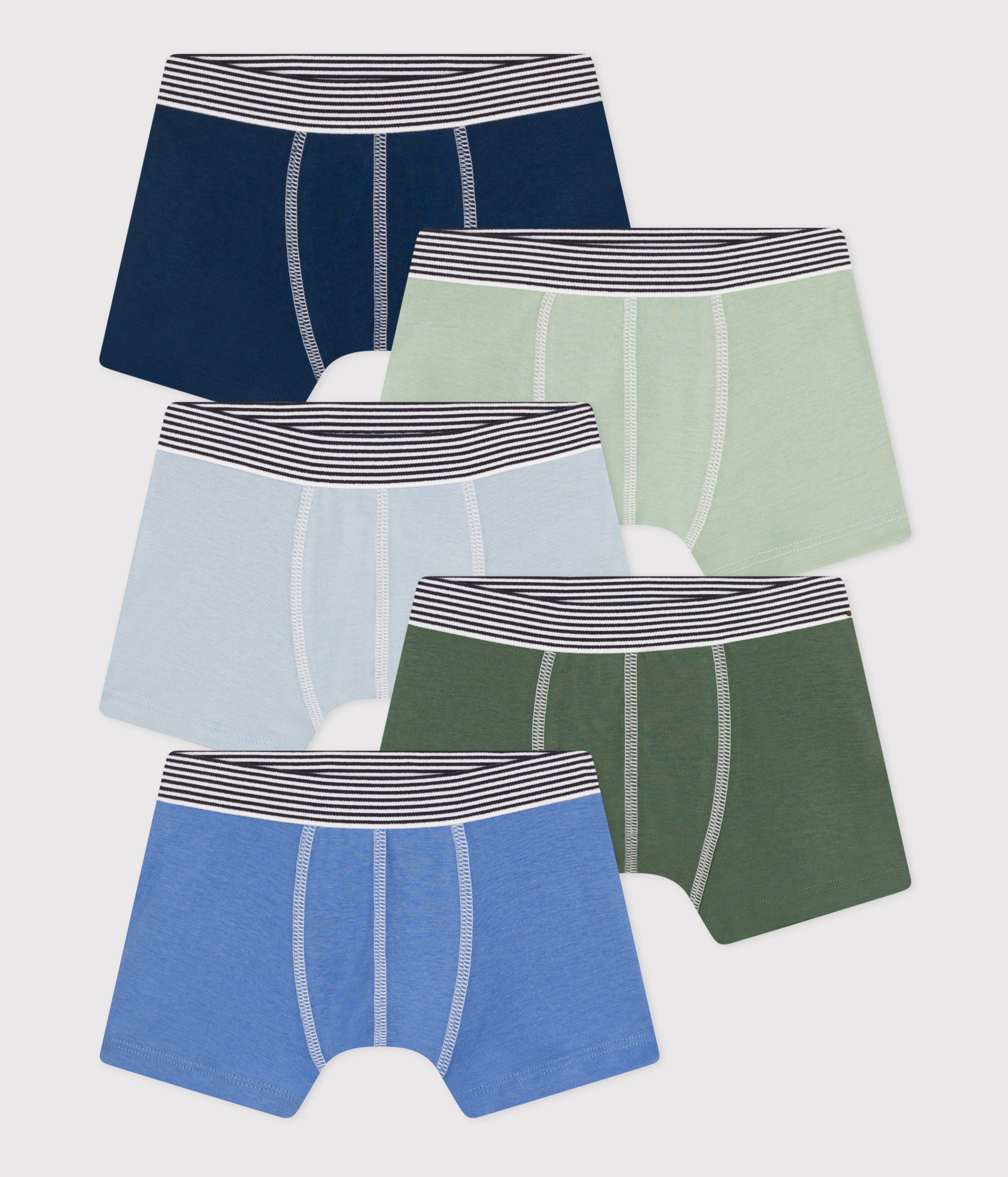 Set van 3 boxershorts 3-12 jaar wit blauw grijs Petit Bateau La Redoute