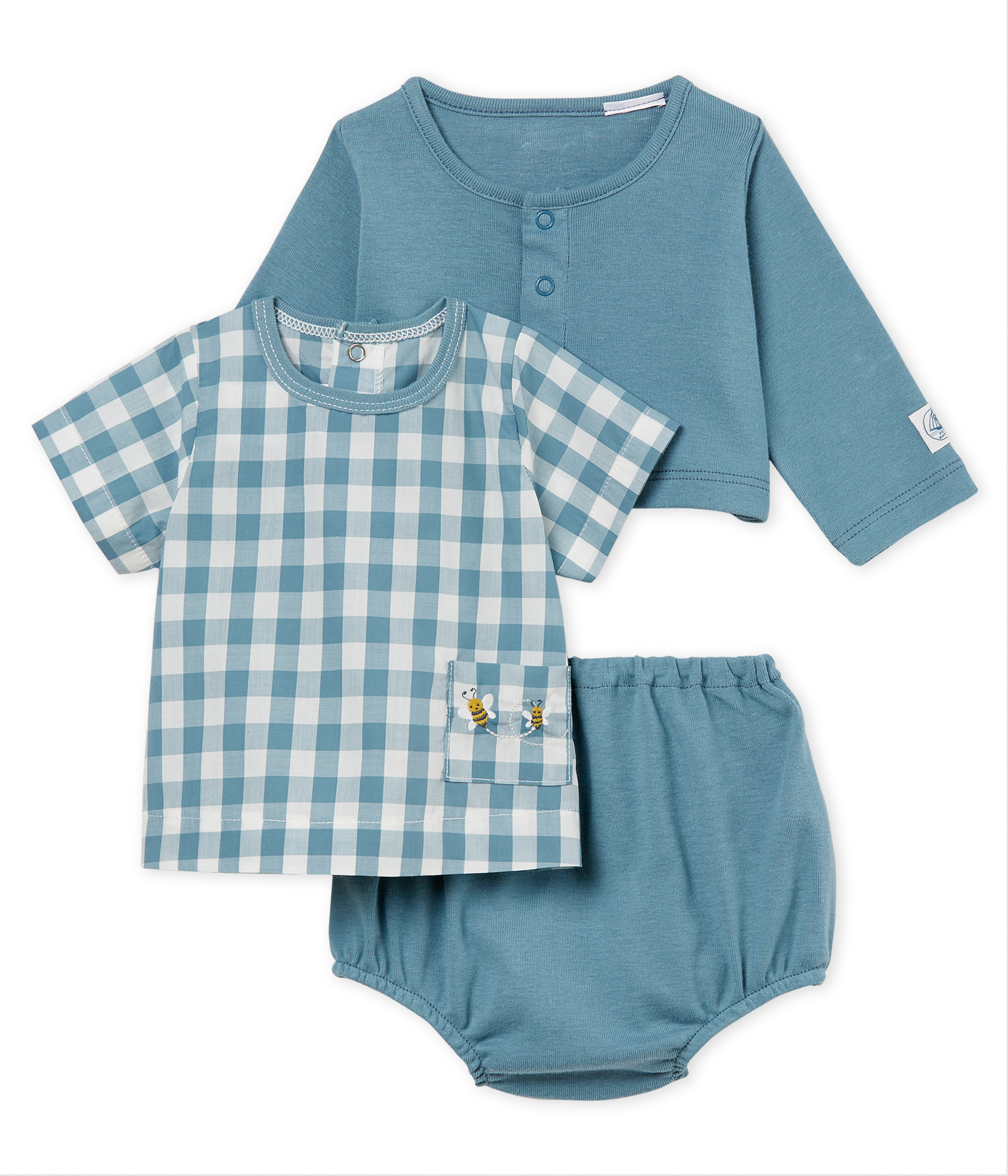 3-Teiliges kariertes baby-set für jungen