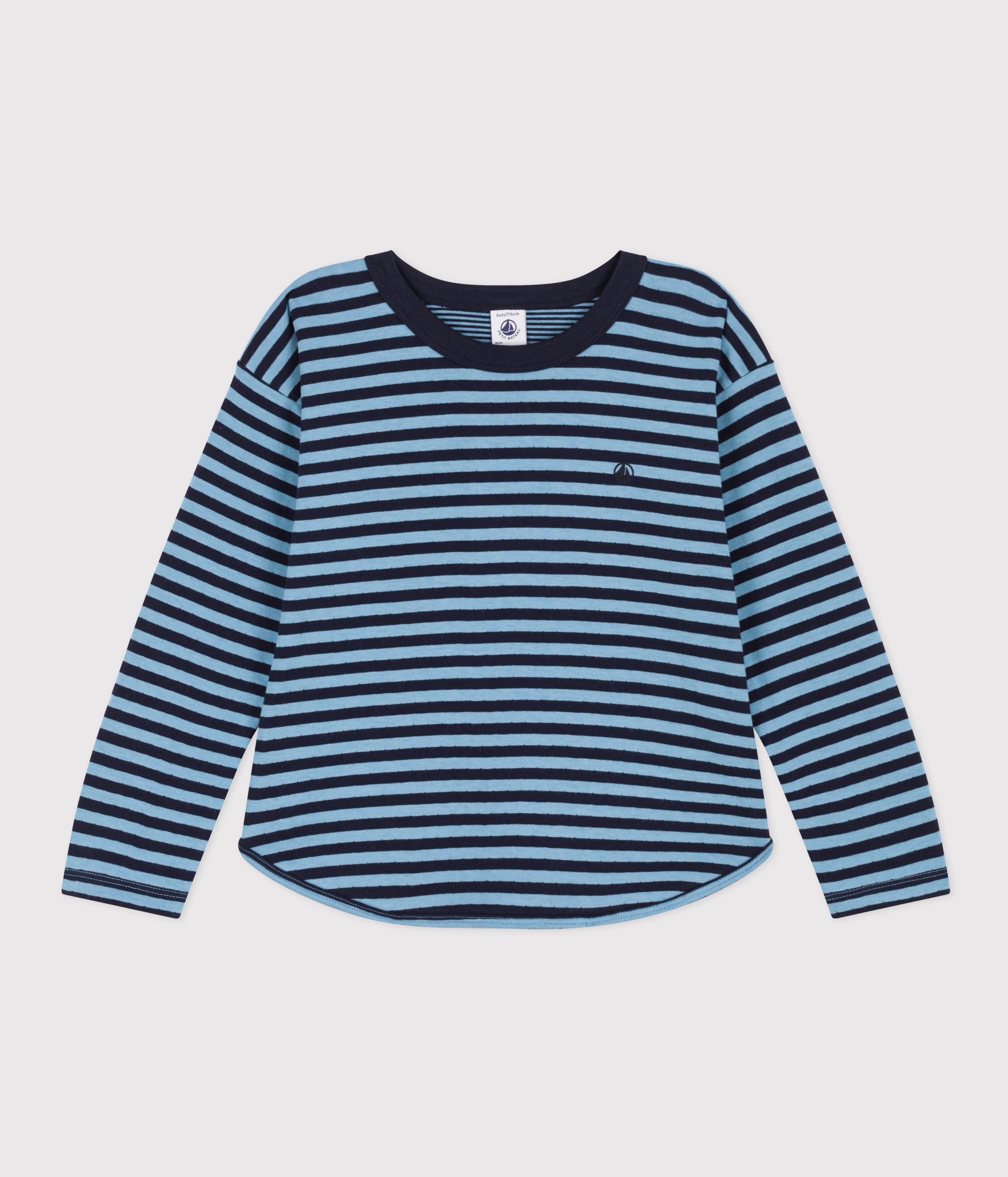 Langärmeliges T-Shirt aus Doppeljersey für Kinder/Jungen SMOKING/AZUL |  Petit Bateau
