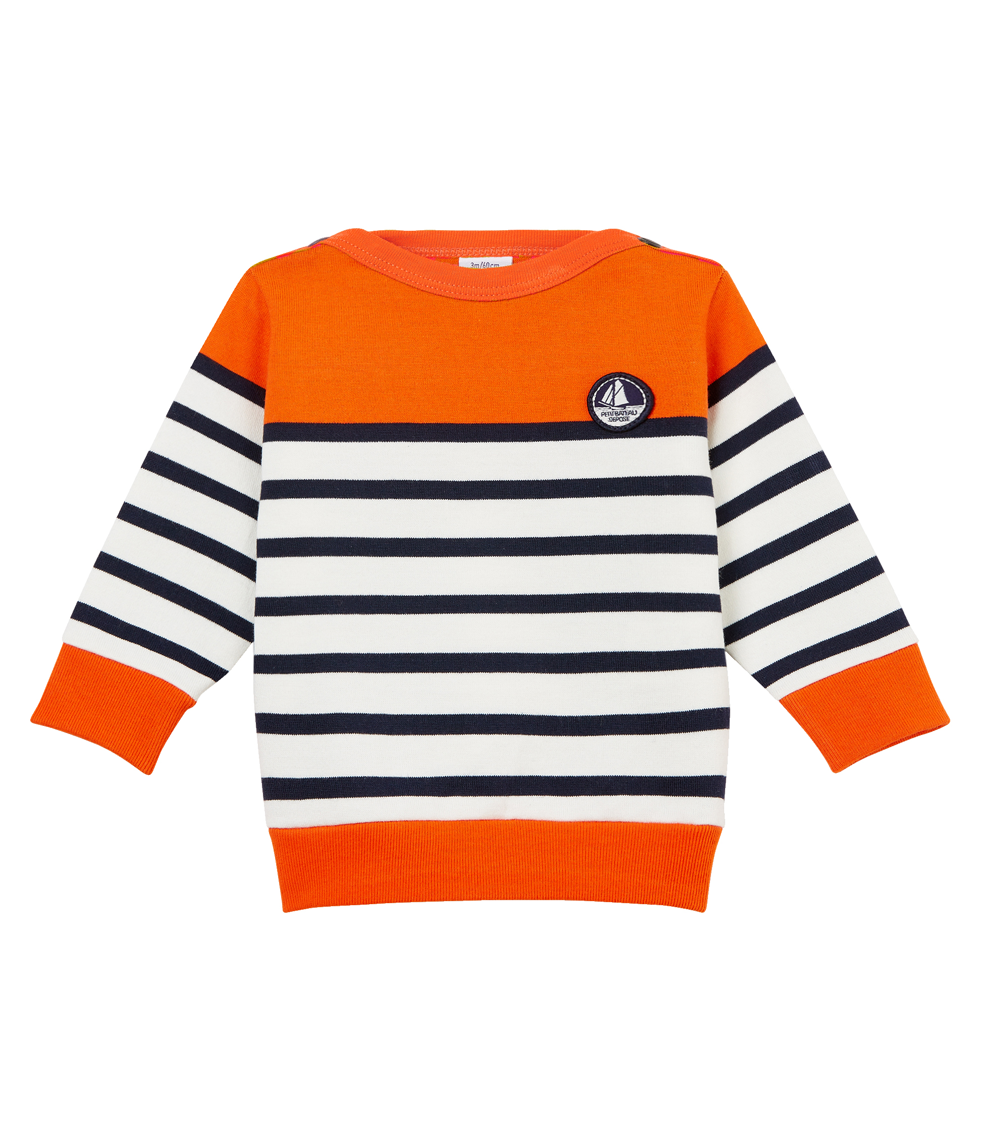 Baby-Sweatshirt mit seemannsstreifen in colorblock jungen