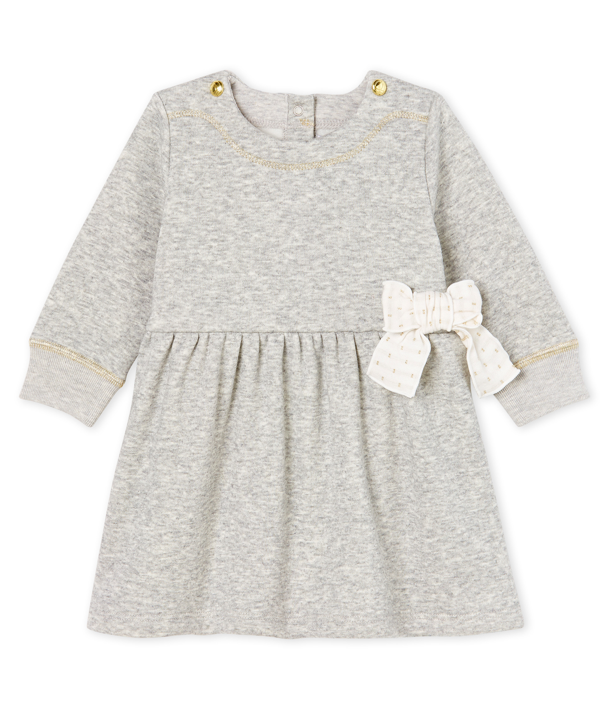 Langärmeliges Babykleid aus Samtstrick für Mädchen