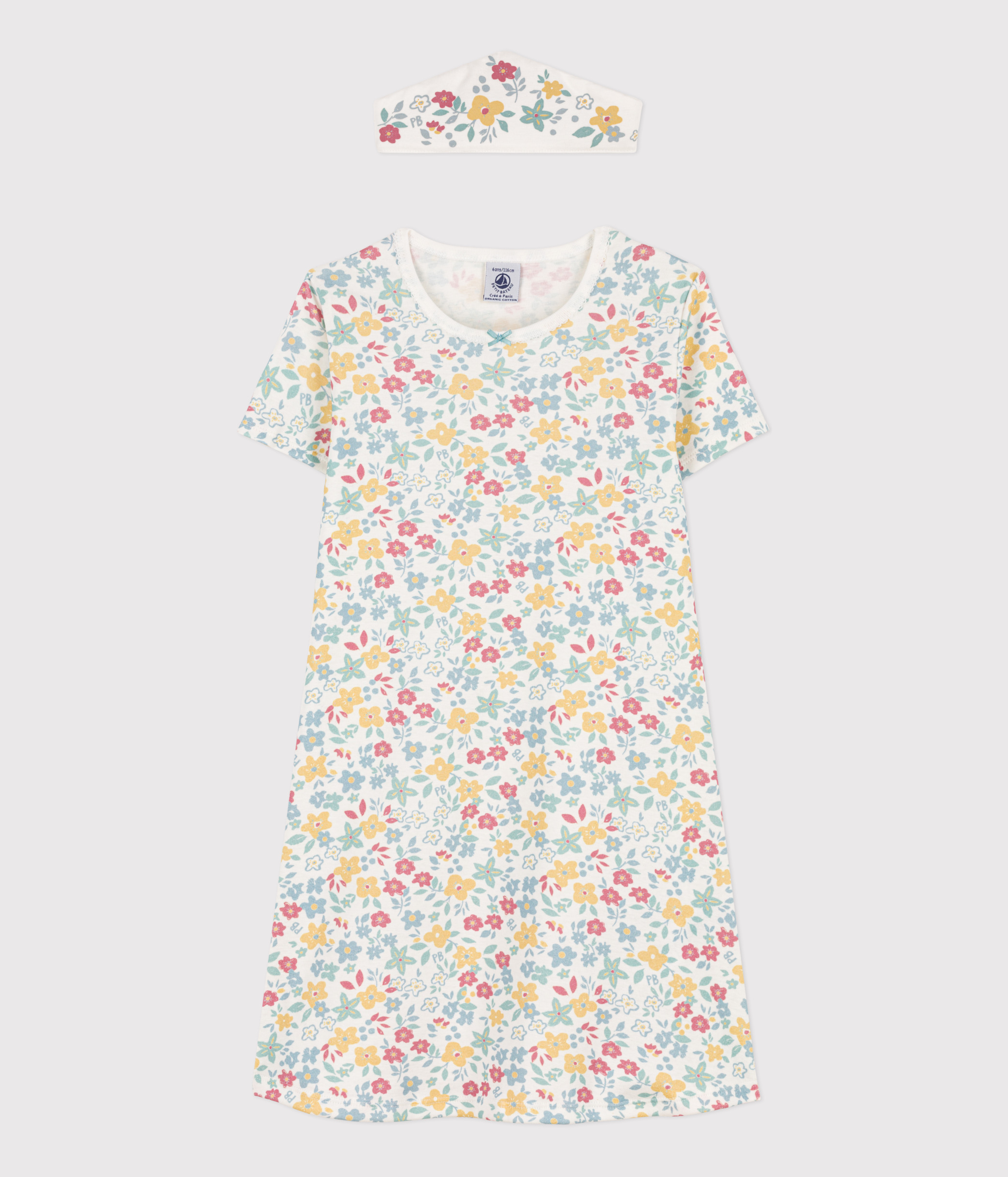 Petit Bateau Mädchen Nachthemd – Langärmlig, Aus Baumwolle, Für 4-Jährige, Gemustert, Bequem Für Guten Schlaf