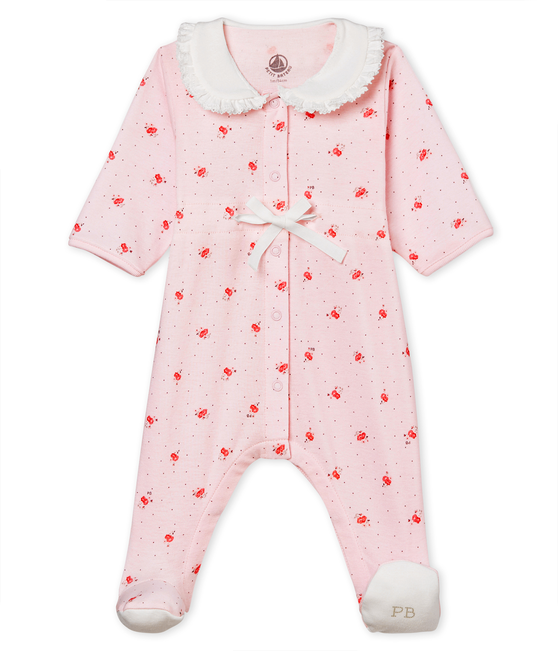 Gemusterter baby-strampler mädchen 1x1-gerippt