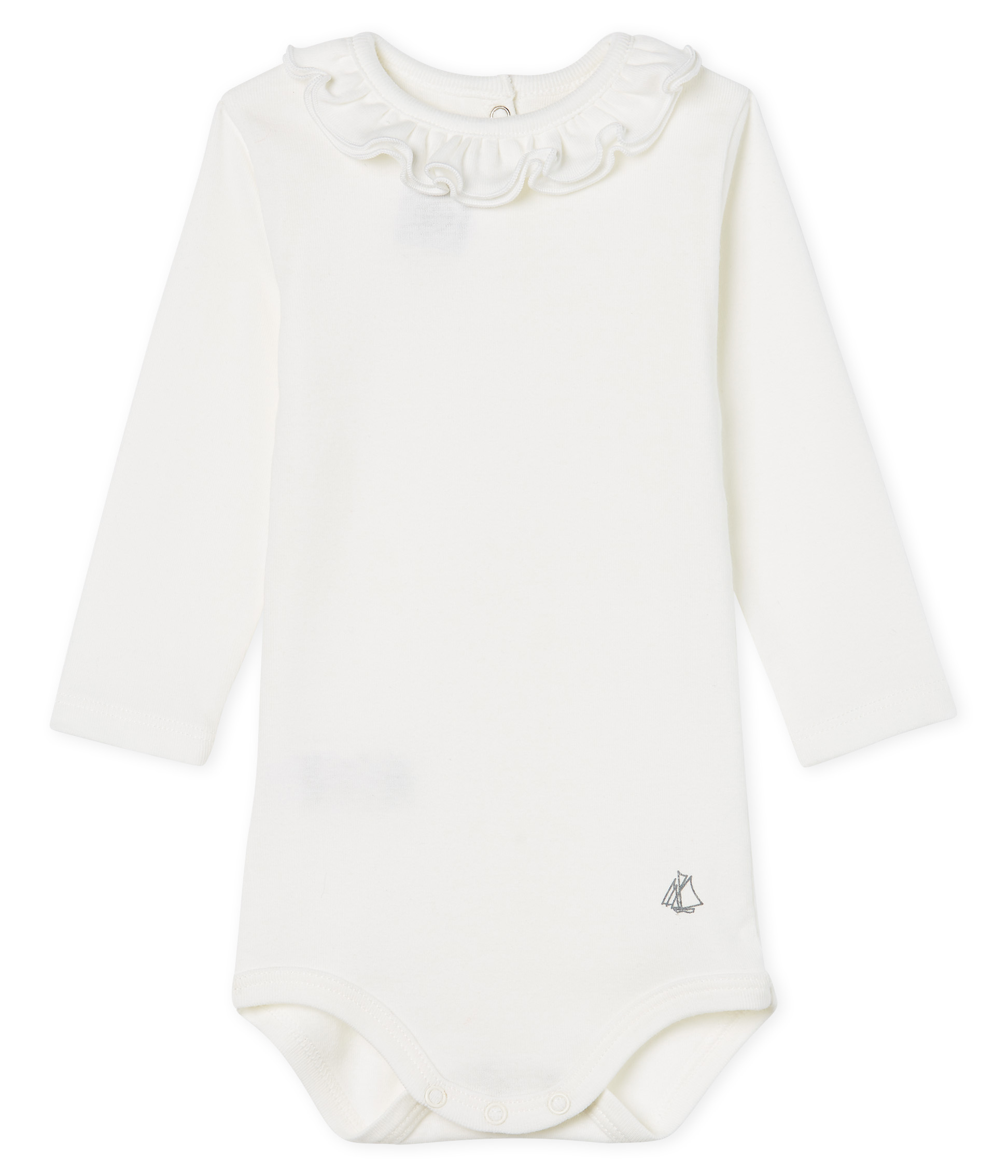 Langärmliger Baby-Body mit breitem Rüschenkragen für Mädchen