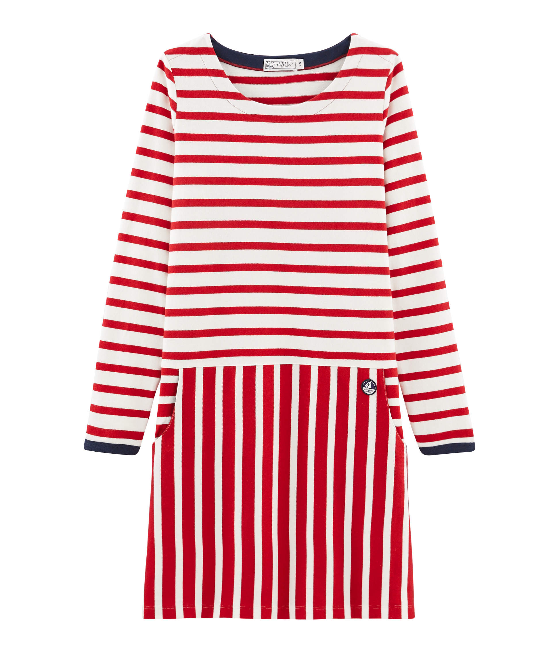 NEU! Sweat-Shirt Stil 1/2 Arm in marine oder orange von Petit Bateau Kleid 