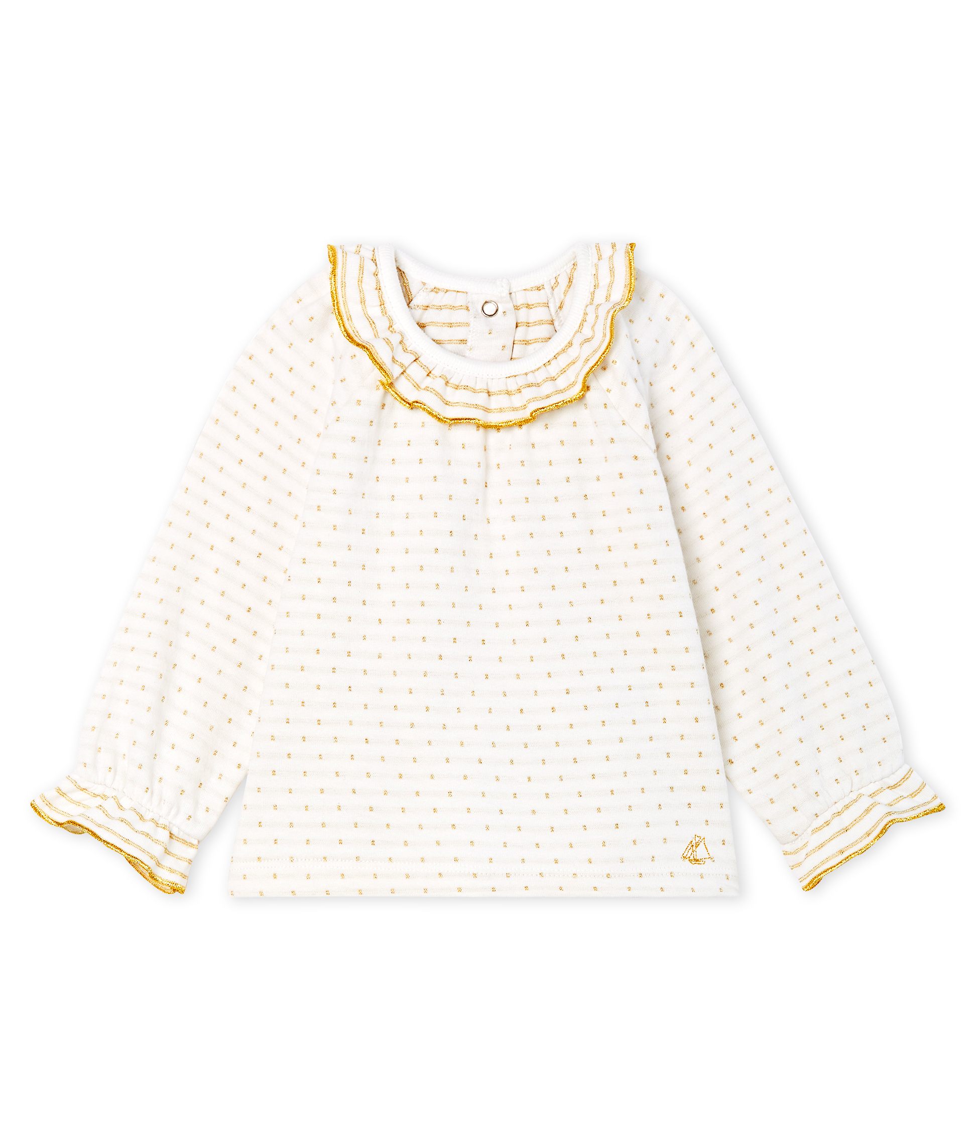 Langärmelige Baby-Bluse aus Jacquard-Doppeljersey für Mädchen.