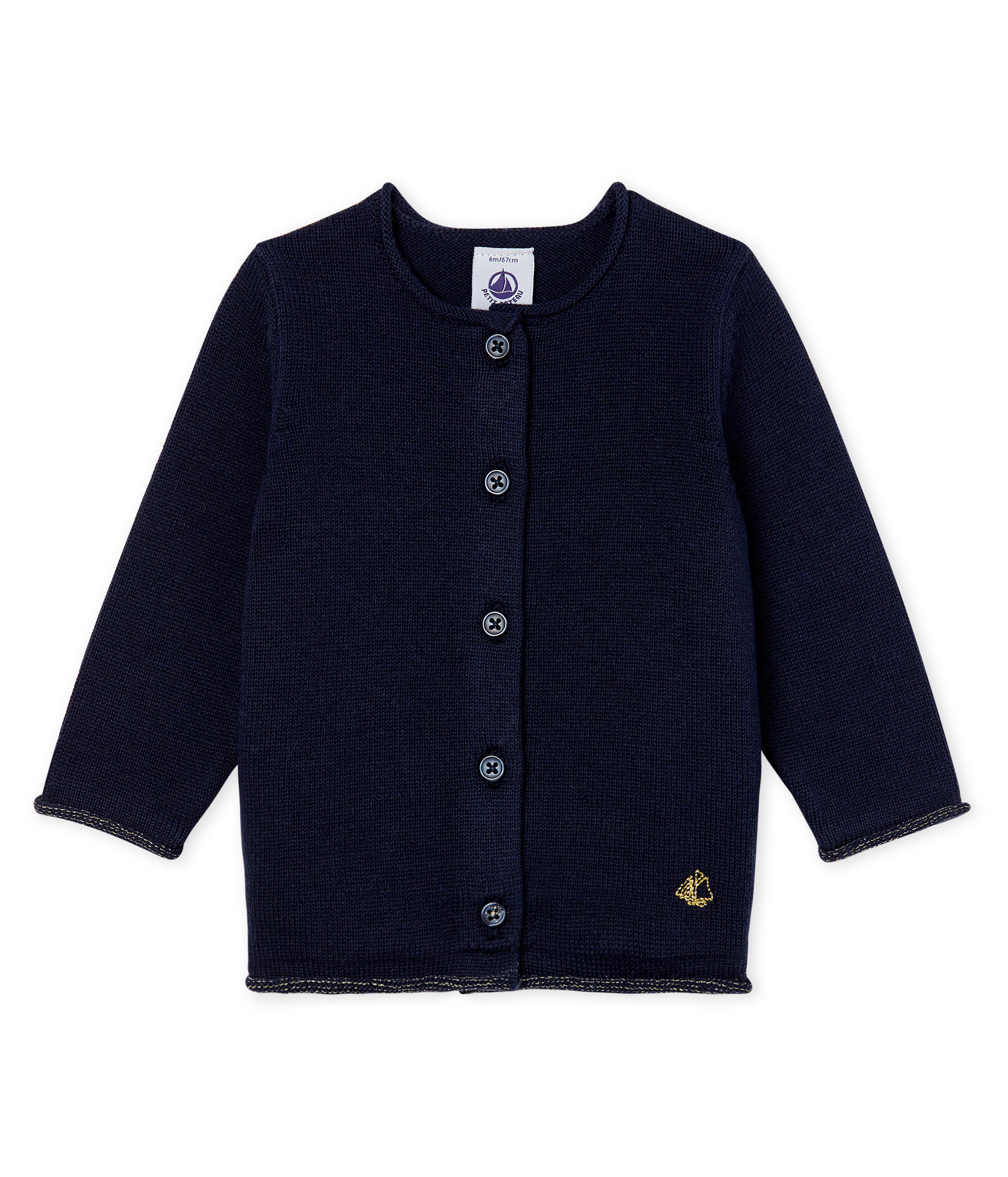 Basic-Baby-Cardigan aus Woll-/Baumwollstrick für Mädchen