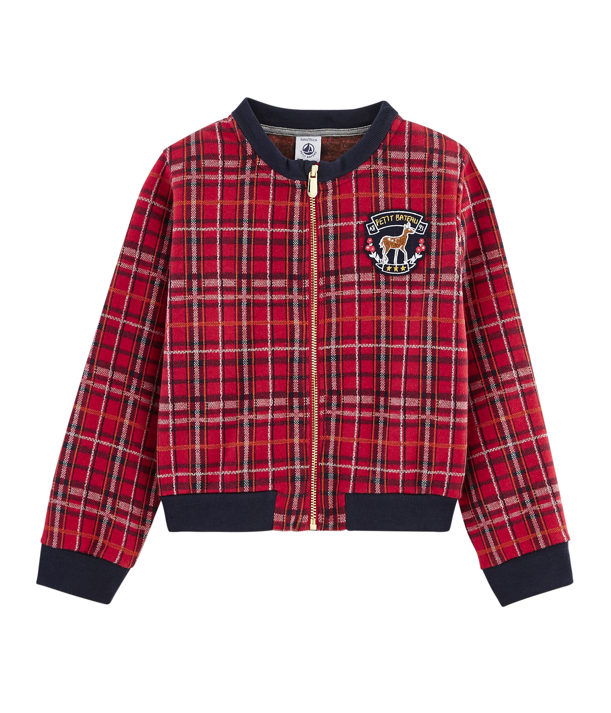 Collegejacke aus Tartanstrick Mädchen