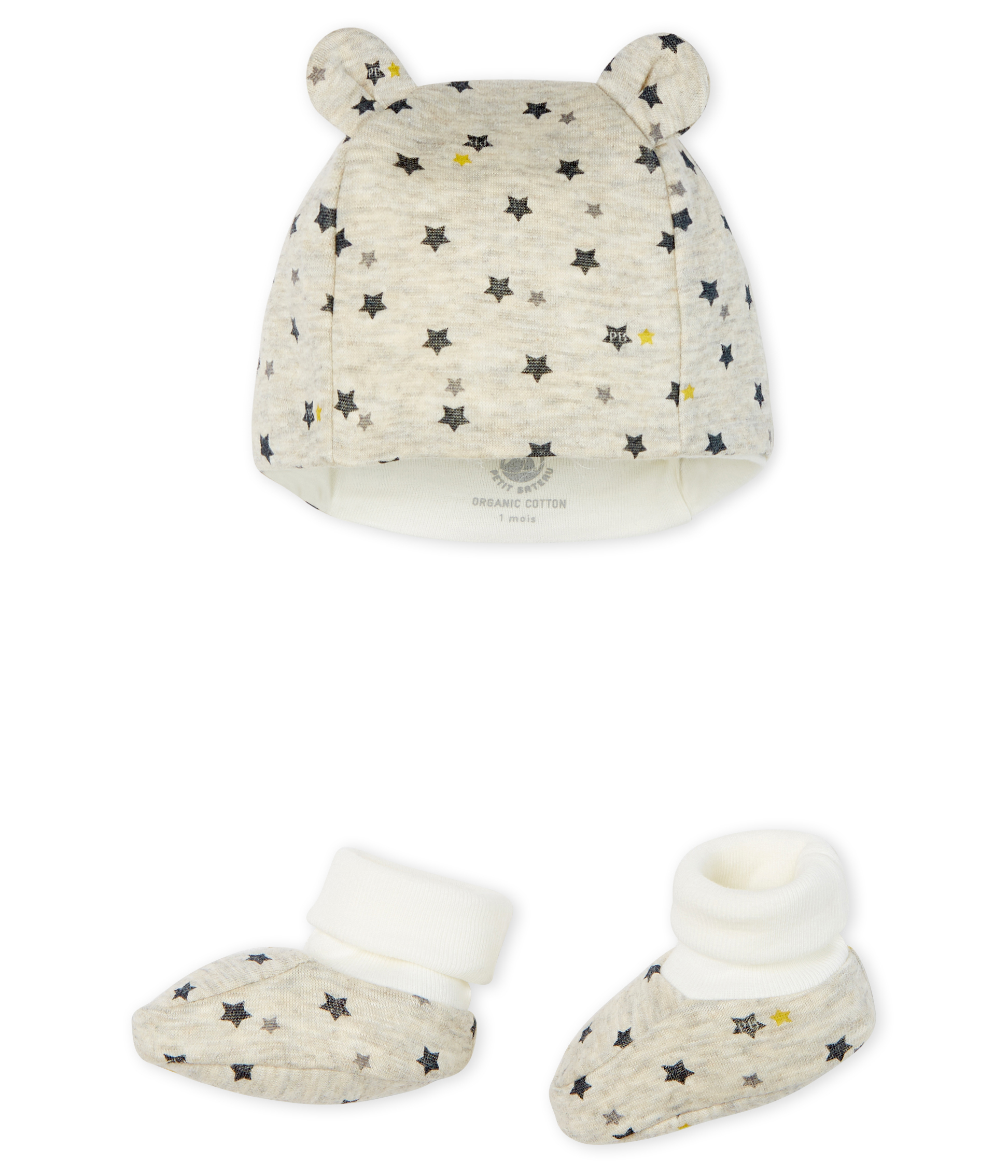 Set mit Mützchen und Babyschuhen aus Wolle und Baumwolle für Jungen