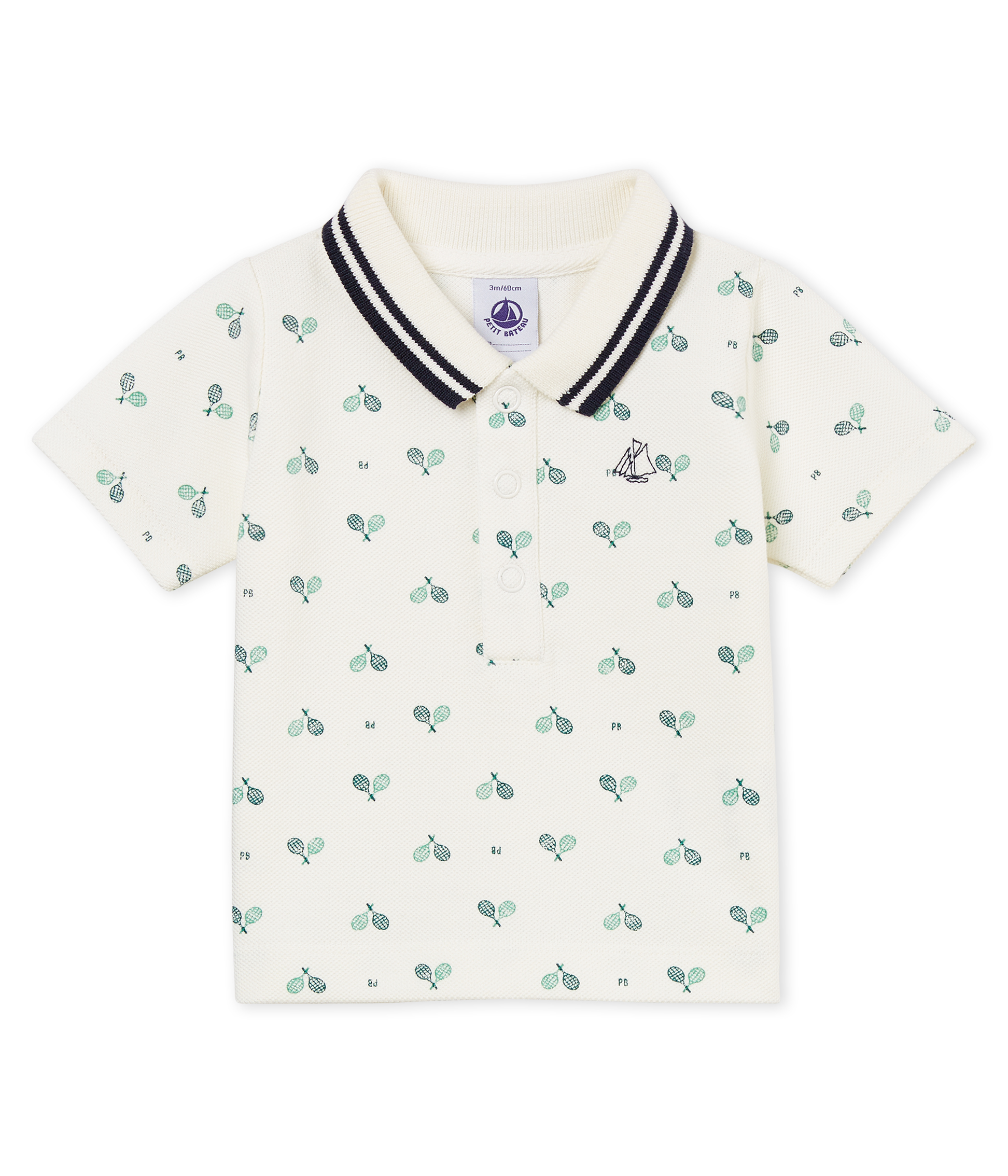 Gemustertes kurzärmeliges baby-polohemd aus piqué jungen