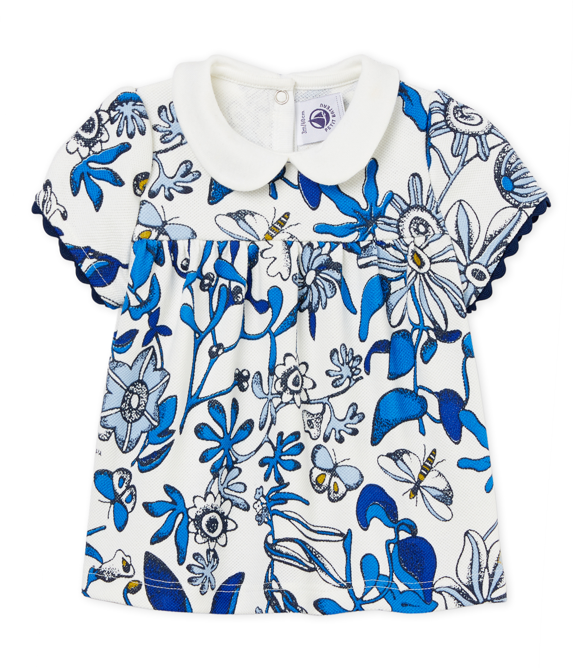 Gemusterte kurzärmelige baby-bluse aus piqué-jersey