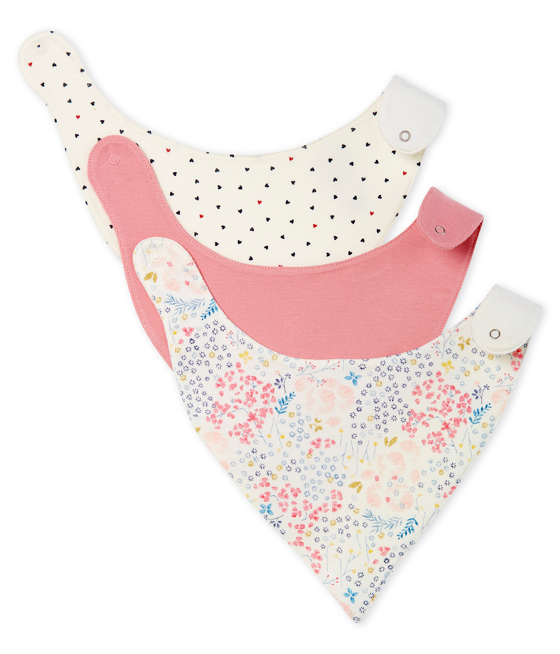 Dreier-Set Baby-Lätzchen aus Rippstrick für Mädchen