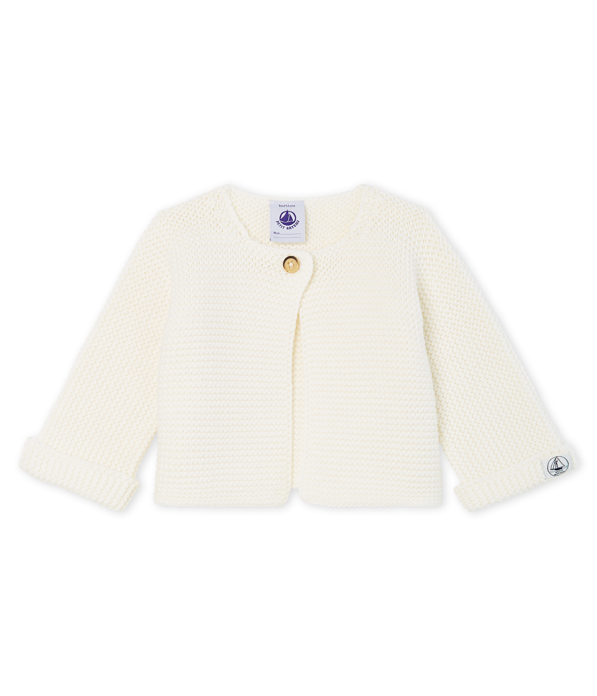 Baby-Cardigan aus 100% Baumwollstrick.