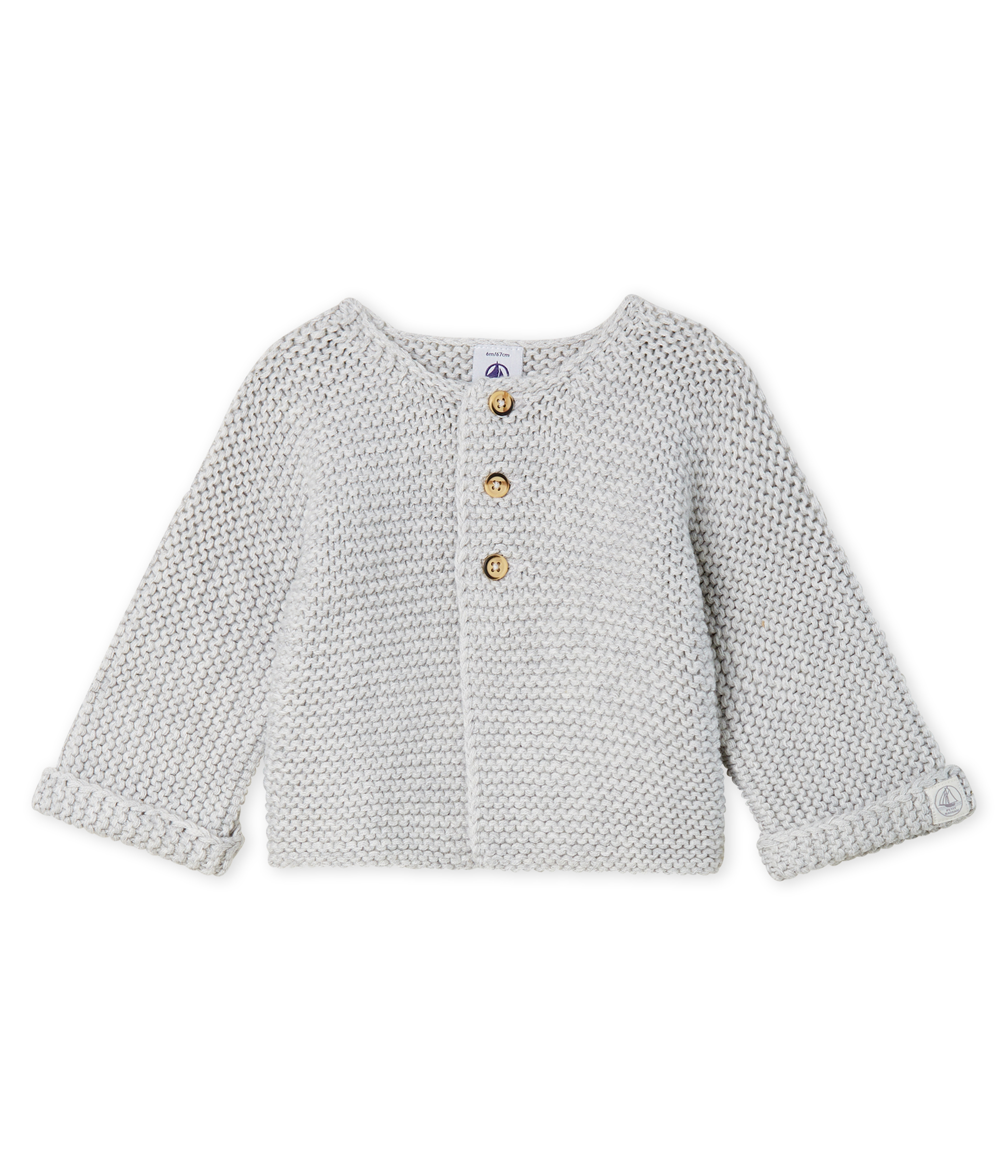 Baby-Cardigan aus Woll-Baumwoll-Mischung in Krausstrick für Mädchen