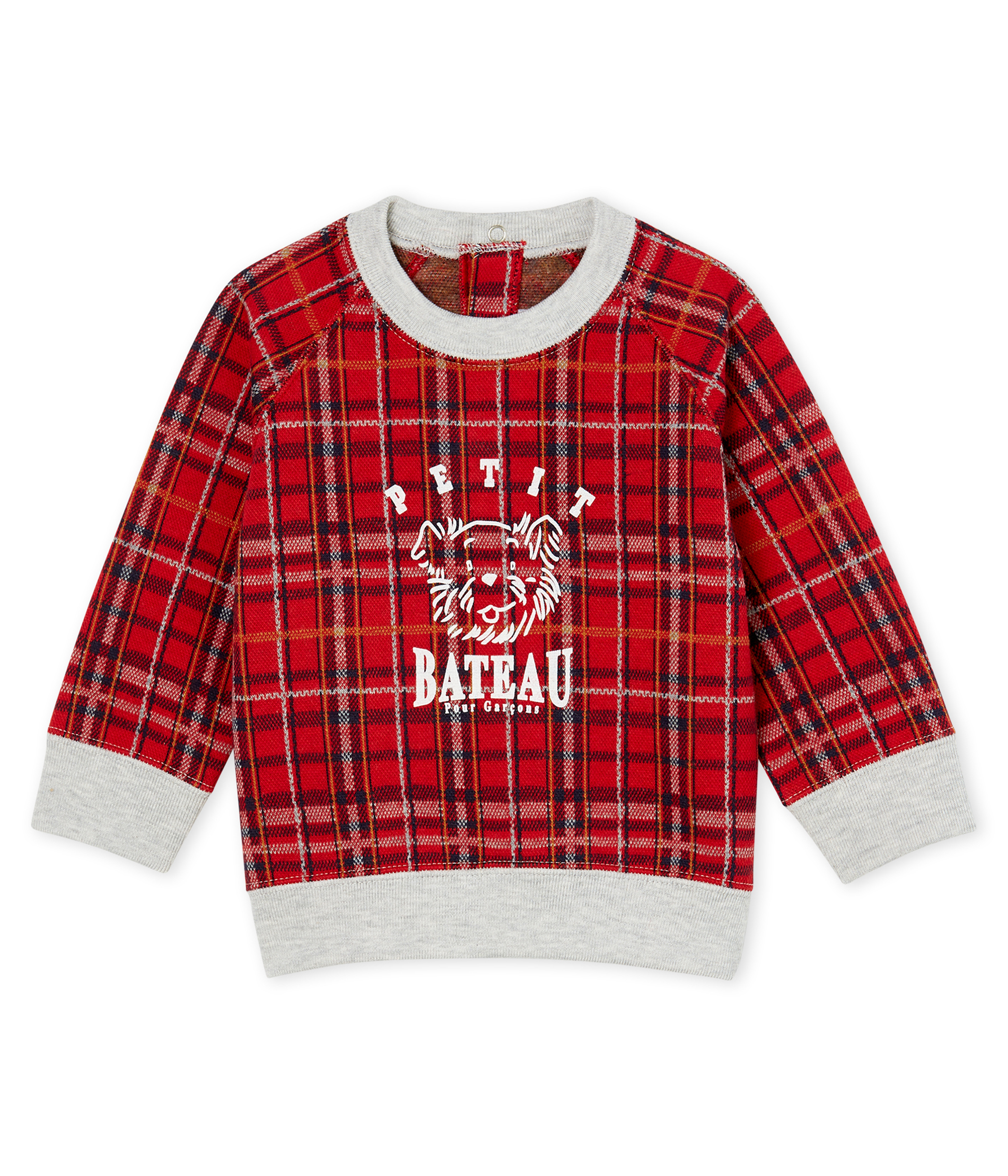 Kariertes Baby-Strick-Sweatshirt für Jungen